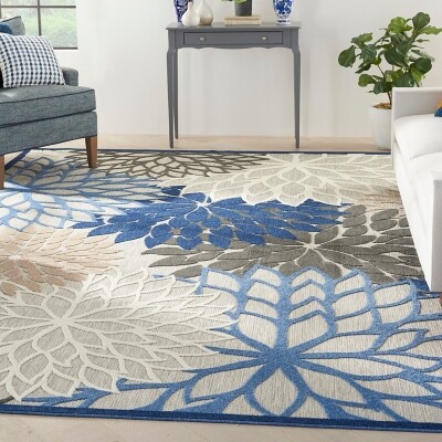 Nourison Aloha 9' x 12' Blue/Multicolor Indoor/ Outdoor Tropical Rug