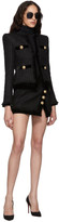 Thumbnail for your product : Balmain Black Tweed Fringed Wraparound Miniskirt