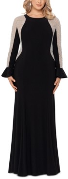 xscape plus size beaded chiffon popover dress
