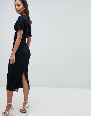 Asos Tall ASOS DESIGN Tall pleated shoulder lace midi dress