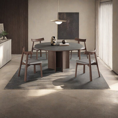 Sleek Surface Designs Italian Minimalist Round Rock Table