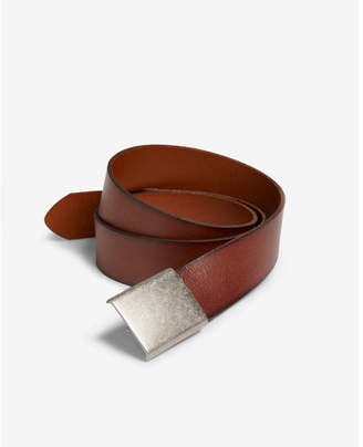 Express dark brown leather plaque belt