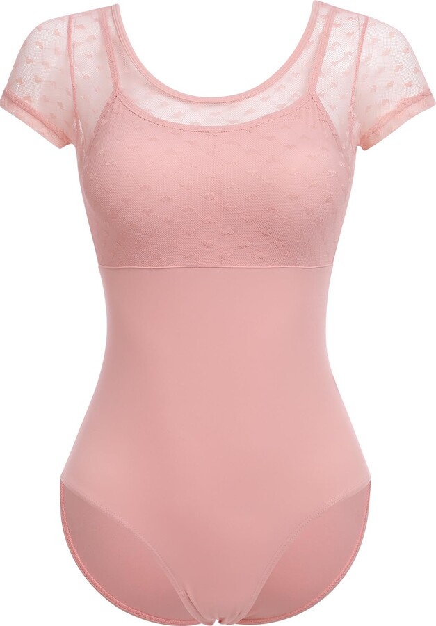 IBTOM CASTLE Women Balltet Leotard Stand up Collar Lace Gymnastics