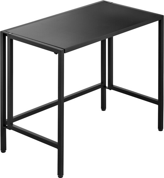 mDesign Folding Desk Adjustable Compact Workstation Metal Table Black