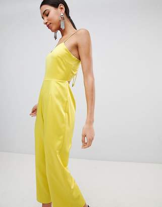 Fashion Union Cami Jumpsuit With Tie Back In Satin