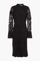Thumbnail for your product : Tory Burch Pleated Georgette-trimmed Guipure Lace Dress
