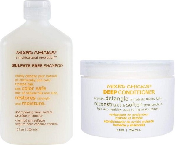 Mixed Chicks MixedChicksShampooSulfate-Free(10oz)&DeepConditioner(8oz)Softens,Moisturizes&DetanglesStraightorCurlyHair-DUOSETKIT