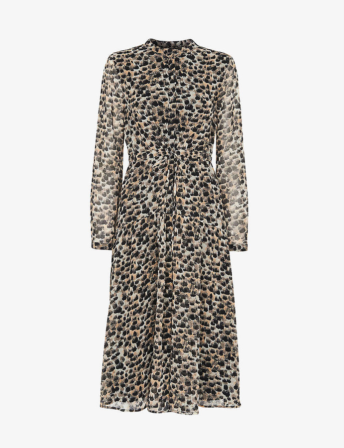 Whistles Animalprint crepe midi dress ShopStyle