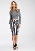 Thumbnail for your product : LOVE21 LOVE 21 Abstract Brushstroke Print Pencil Skirt