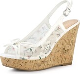 Thumbnail for your product : Allegra K Women's Wood Platform Heels Bow Lace Wedge Sandals Green 7