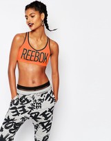 Thumbnail for your product : Reebok Racerback Bra Top With Oversized Logo