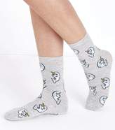 Thumbnail for your product : New Look Grey Narwhal and Polka Dot Pattern Socks