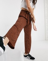 Thumbnail for your product : Brave Soul issey wide leg printed pants with tie waist