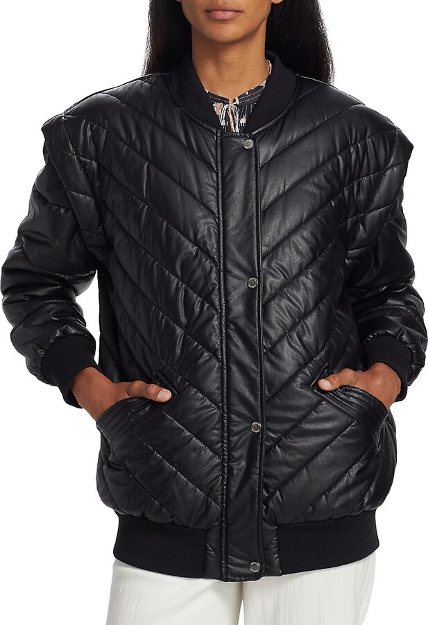 Maria Cher Vitoria Borja Faux Leather Bomber Jacket