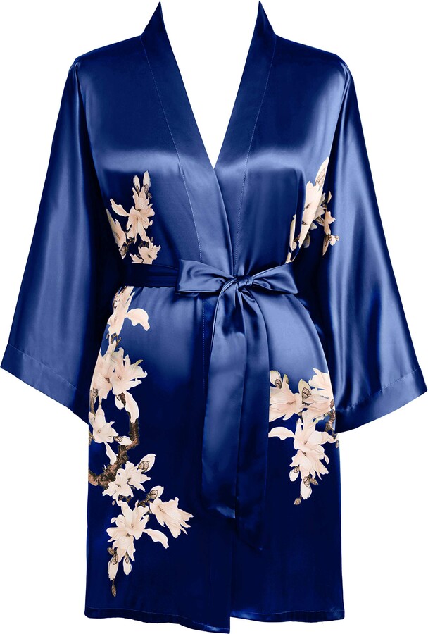 Ladies Kimono Dressing Gowns Floral Kimono Robe Printed Cardigan for Women Wedding Bonding Party Pyjamas 