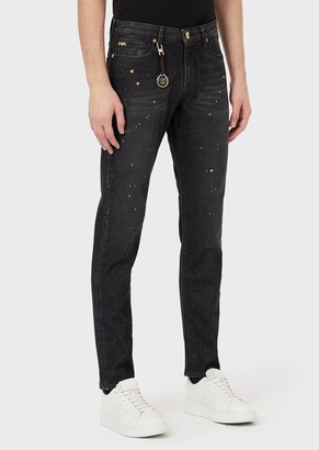 Emporio Armani Slim-Fit J06 Gold Spots Denim Jeans - ShopStyle