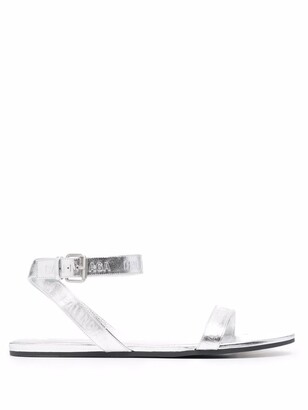 Balenciaga Metallic Flat Sandals - ShopStyle