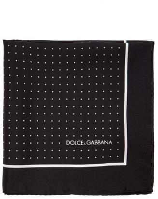 Dolce & Gabbana Polka Dot Silk Pocket Square - Mens - Black