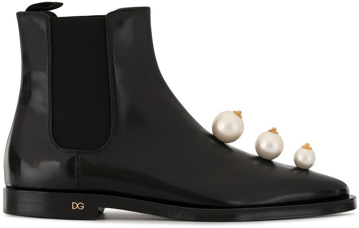End Utålelig øjenvipper Dolce & Gabbana faux pearl-embellished Chelsea boots - ShopStyle