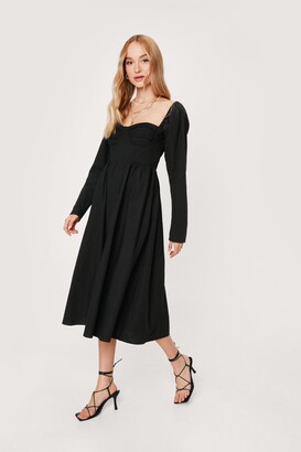Nasty Gal Womens Ruched Bust Tie Back Midi Dress