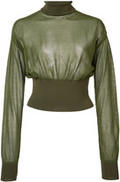 Balmain - sheer cropped jumper - women - coton/Polyamide/Spandex/Elasthanne/Viscose - 36