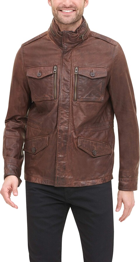 Tommy Hilfiger Men's Smooth Lamb Leather Four Pocket Military Jacket -  ShopStyle