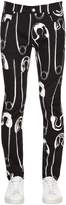 Thumbnail for your product : Moschino 17.5cm Printed Cotton Denim Jeans