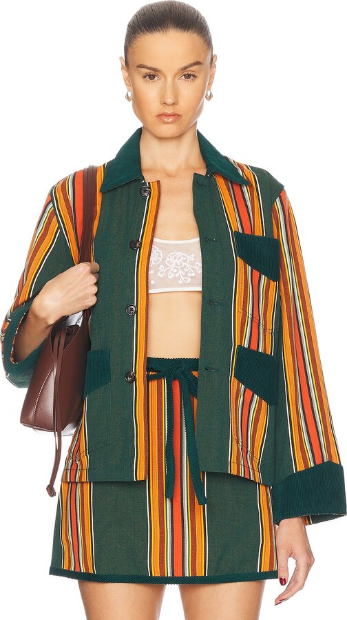 BODE Parakeet Stripe Craft Jacket in Green