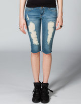 Thumbnail for your product : CELEBRITY PINK Destructed Womens Skimmer Denim Capris