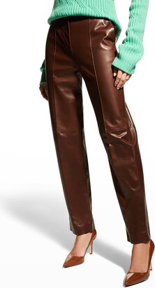 Giorgio Armani Leather Straight-Leg Pants - ShopStyle