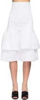 Ruffled Cotton Blend Midi Skirt 