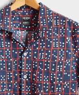 Thumbnail for your product : Todd Snyder Limited Edition Domino Print Camp Collar Short Sleeve Shirt in Navy