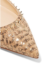Thumbnail for your product : Christian Louboutin Anjalina studded snake-effect cork point-toe flats
