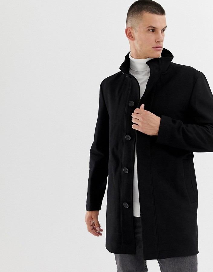 mens funnel neck overcoat