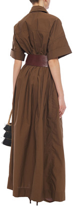 Brunello Cucinelli Belted Crinkled Cotton-blend Poplin Maxi Shirt Dress