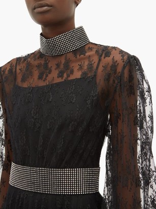 Christopher Kane Crystal-embellished Floral-lace Dress - Black