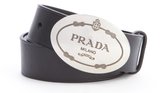Thumbnail for your product : Prada black leather engraved logo buckle classic belt