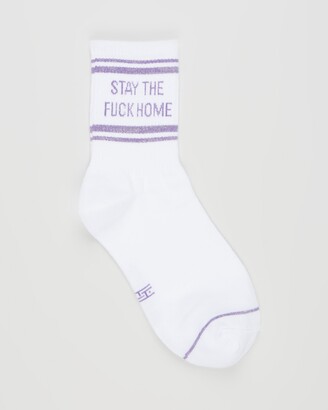 High Heel Jungle - Women's Purple Crew Socks - Stay The Fuck At Home - Size One size, One Size at The Iconic