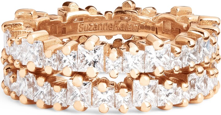 Suzanne Kalan Rose Gold and Princess Diamond Tech Ring Jackets