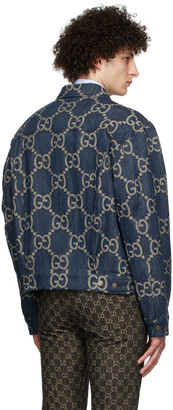Gucci Navy Musixmatch Edition '22,705' Pineapple Denim Jacket