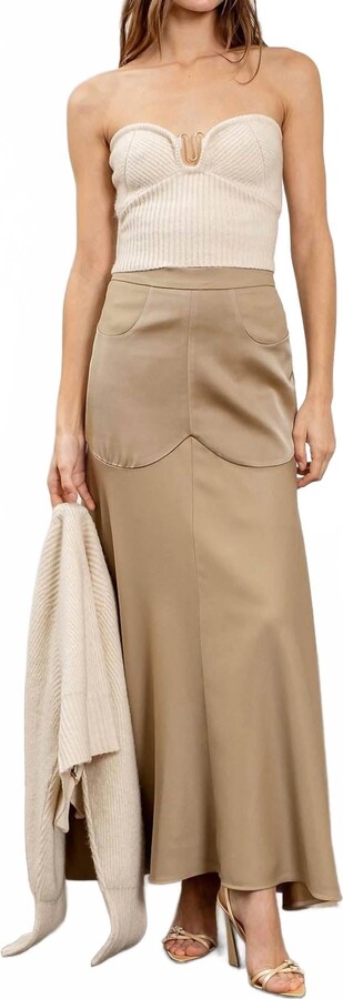 Moon River Valerie Strapless Knit Top In Cream