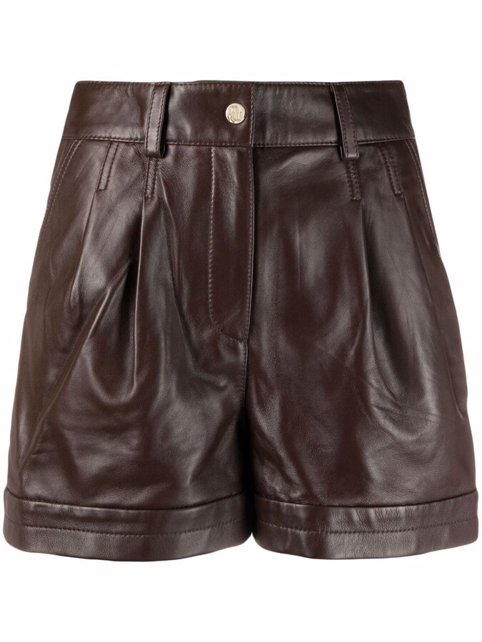 Maje Mid-Rise Leather Shorts - ShopStyle