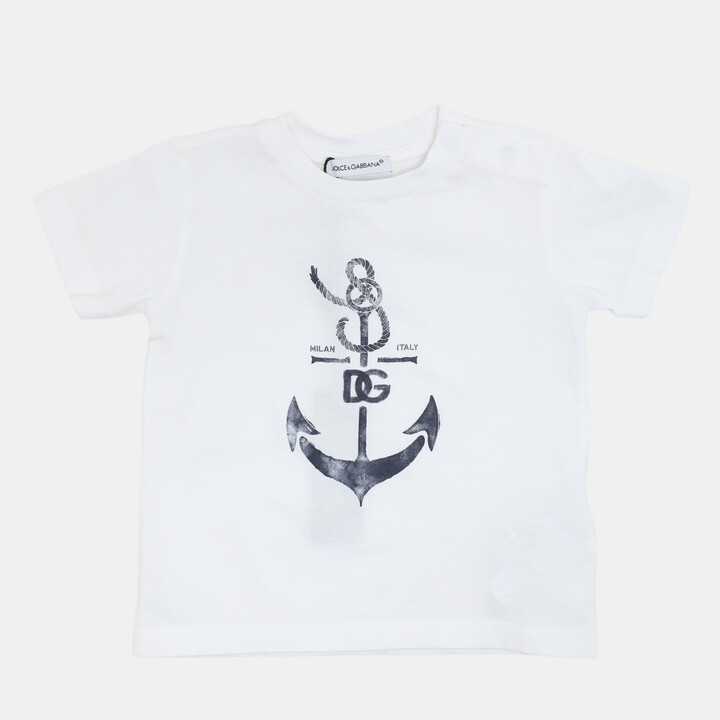 Dolce & Gabbana White Jersey Anchor Print T-Shirt 6-9 Month