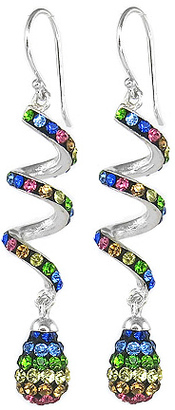 Rainbow & Silvertone Drop Earrings With SwarovskiÂ® Crystals