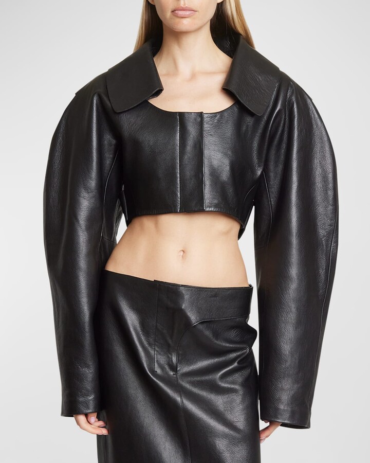 Jacquemus Obra Crop Leather Jacket - ShopStyle