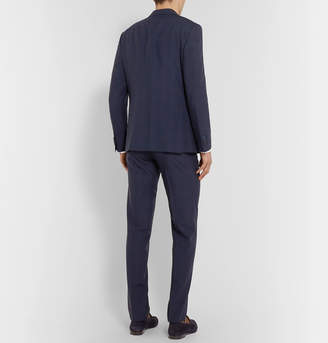 Ermenegildo Zegna Navy Slim-Fit Checked Wool and Silk-Blend Suit - Men - Blue