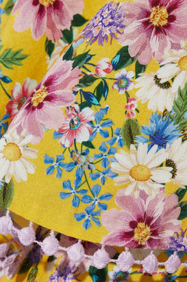Charo Ruiz Ibiza Mara Tiered Crocheted Lace-paneled Floral-print Voile Midi Dress
