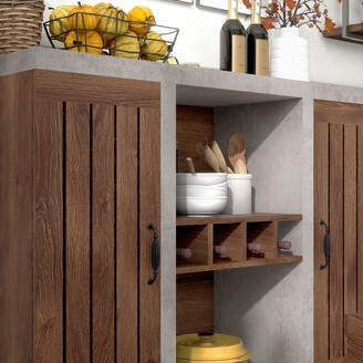 Dika Farmhouse Brown 2-Door Cabinet Baker's Rack by Furniture of