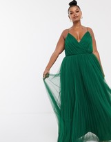 Thumbnail for your product : ASOS Curve DESIGN Curve cami pleated tulle maxi dress