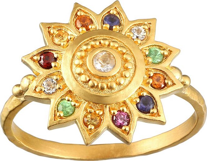Vibrant Self Multi Stone Lotus Ring